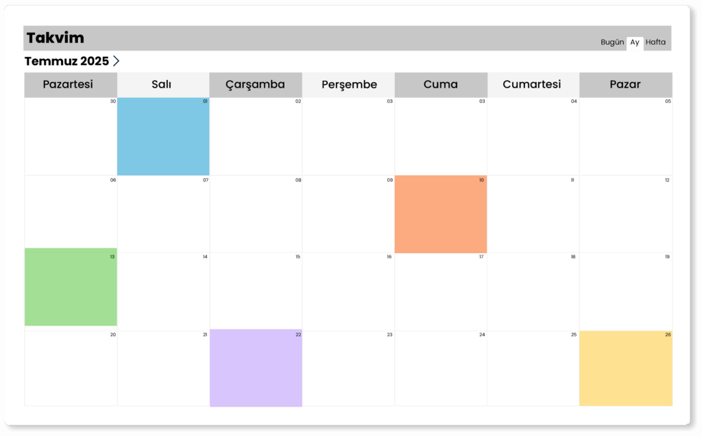 takvim yönetimi, zaman yönetimi, proje yönetimi