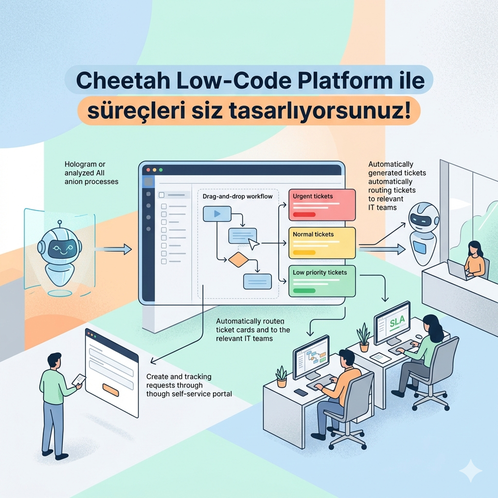 Low-code itsm, bt hizmetleri, itsm replacement, kvkk uyumlu yazılım, ticket otomasyonu, ai itsm