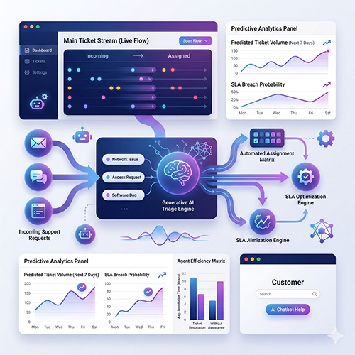ai ticketing, ticket otomasyonu, generative AI ITSM, otomatik ticketing yönetimi, SLA optimizasyonu, SPIDYA ITSM, ticketing tool