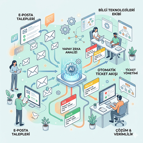 Mail-to-ticket, ticketing, ai ticketing, ai destekli mail to ticket, ticket sistemi, otomatik ticket oluşturma , it destek yönetimi